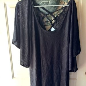 New Directions black lace lady's blouse XL